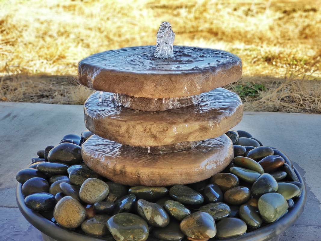 Absolute Natural Stones, Inc. - Home 3-tier Ornate Water Feature w/ Mexican Beach Pebbles - Absolute Natural Stones, Inc. - Home
